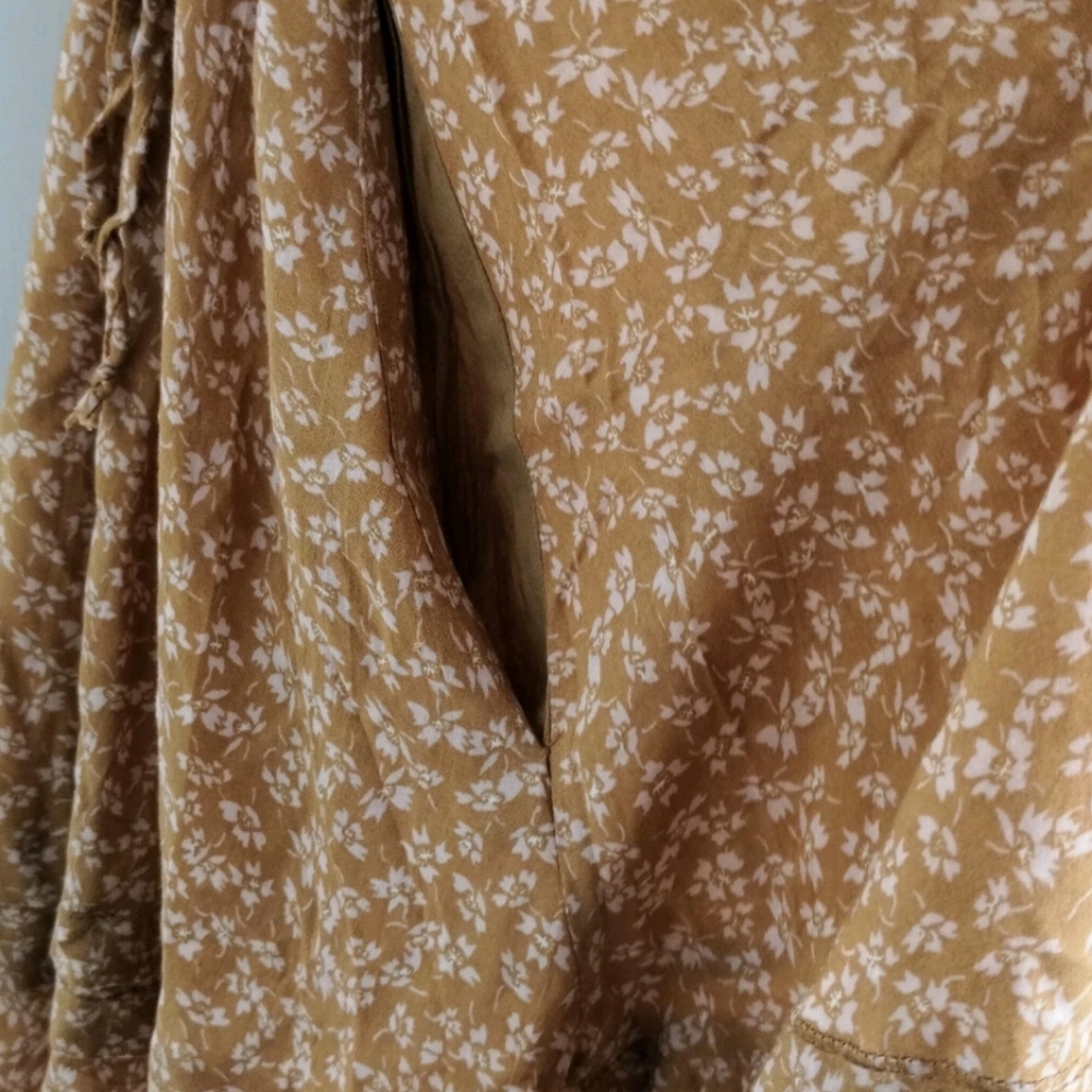 Free People Dress One Fine Day Beige Ditsy Floral Mini - Picture 8 of 13